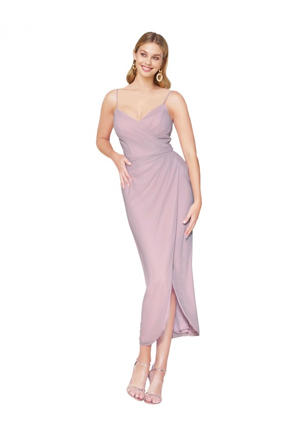 V-Back Knee Length Soft Chiffon Primrose Mermaid Sexy Evening Dress UK Online